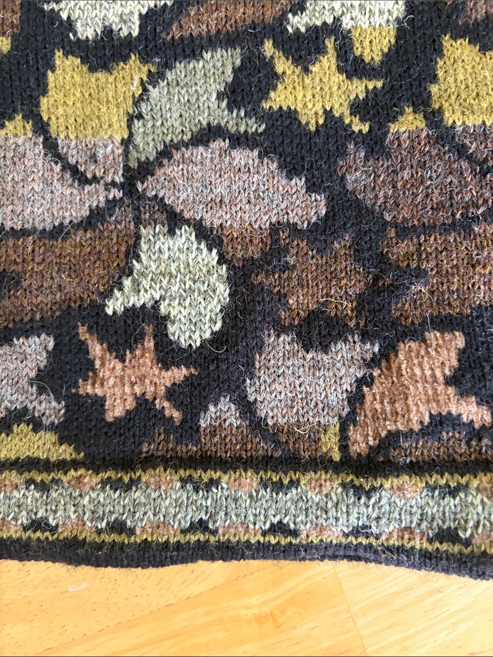 Cherry Lewis Intarsia pinwheel stars  Knit Button-Front Jacket - Olive Multi S - Picture 7 of 9